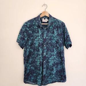 Topman Teal and Navy Casual Shirt